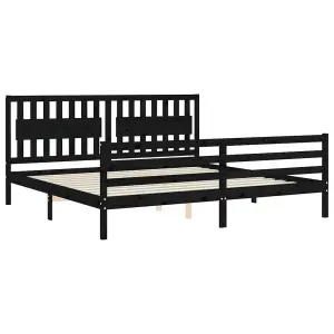 Berkfield Bed Frame with Headboard Black 200x200 cm Solid Wood