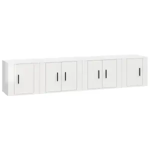 Berkfield 4 Piece TV Cabinet Set High Gloss White Engineered Wood