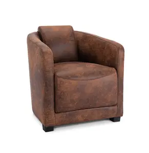 Faux Leather Suede Brown Aviator Tub Chair