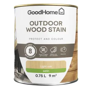 GoodHome Outdoor Light Oak Satin Quick dry Wood stain, 750ml