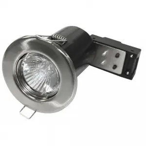 Powermaster Fixed Fire Rated Downlight Brushed Chrome (8.4 x 8.4 x 12cm)