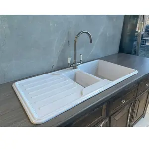 Liquida ELGS15WH 1.5 Bowl Comite Reversible Inset Gloss White Kitchen Sink