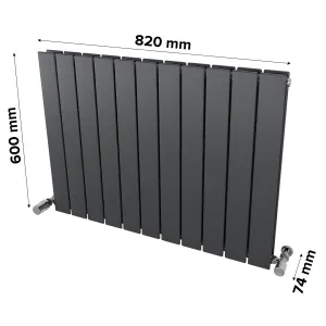 Ximax Vertirad Duplex HWD600820A Anthracite Gas Horizontal Designer panel 2683BTU Radiator, (W)820mm x (H)600mm