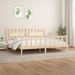 Berkfield Bed Frame with Headboard Solid Wood Pine 200x200 cm