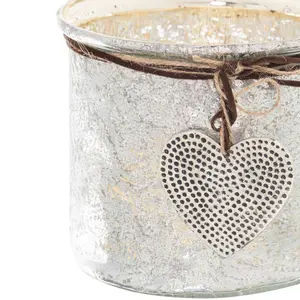 Hill Interiors Heart Charm Candle Holder Silver (12cm x 14cm x 14cm)