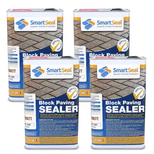 Smartseal Block Paving Sealer, Matt Finish, Strong Sand Hardener and Weed Inhibitor for Driveways and Patios, 4 x 5L