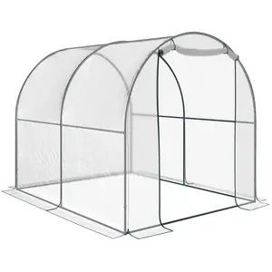 Outsunny Walk In Polytunnel Greenhouse w/ Roll Up Door PVC Cover, 2.5 x 2m