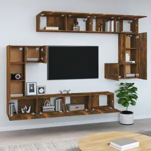 Berkfield Wall-mounted TV Cabinet Smoked Oak Engineered Wood