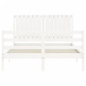 Berkfield Bed Frame with Headboard White 140x190 cm Solid Wood