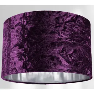 Modern Crushed Velvet Lamp Shade with Shiny Paper Inner Purple / 20cm H x 30cm W x 30cm D