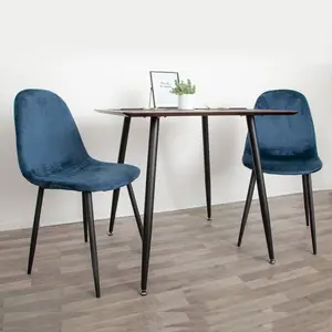 4 Gaviota Fabric Velvet Upholstered Dining Chair (Set of 4) Velvet Navy Blue / Black