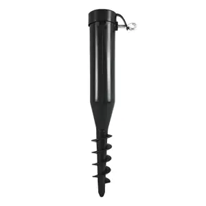 Heavy Duty Black Plastic Ground Spike - Simple To Use Screw-in System - Ideal For Garden Parasols Rotary Dryers Gazebos