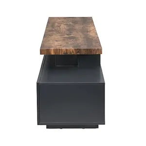 Alanis Wooden TV Stand With Storage In Rustic Oak And LED