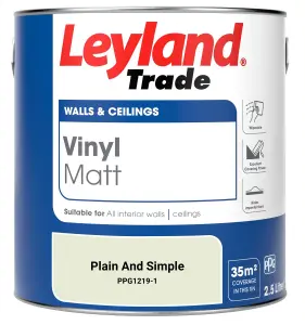 Leyland Trade Vinyl Matt Walls & Ceilings Emulsion Paint Plain And Simple (PPG1219-1) 2.5L