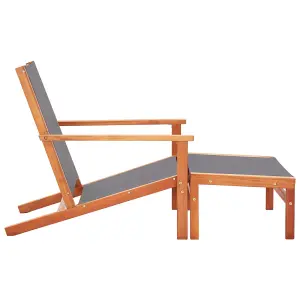 Garden Chair with Footrest Grey Solid Eucalyptus Wood and Textilene