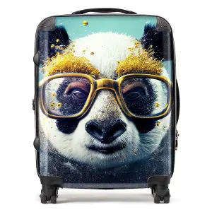 Panda With Golden Glasses Splashart Suitcase - Large