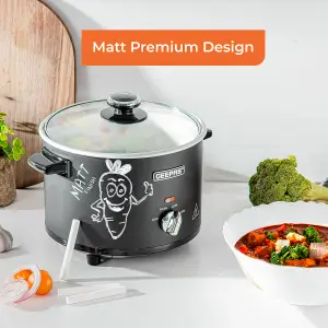 Geepas 2.5 Litre Slow Cooker 3 Temperature Settings, Removable Easy-Clean Ceramic Bowl Tempered Glass Lid & Cool Touch Handles