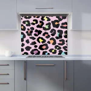 Pink Leopard Print Premium Glass Kitchen Splashback W700mm x H650mm