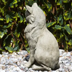 Lovely Cat Stone Statue Kitten Animal Outdoor Garden Ornament British Made Sculpture