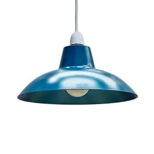 ValueLights Civic Retro Style Gloss Blue Metal Easy Fit Ceiling Pendant Light Shade