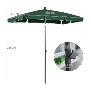 Outsunny Aluminium Sun Umbrella Parasol Patio Rectangular 2M x 1.3M Green