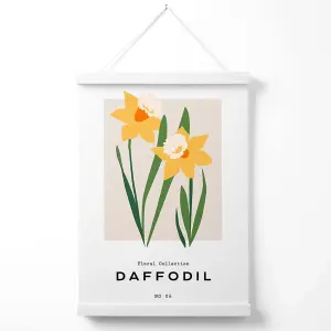 Yellow Daffodil Flower Market Spring Poster with Hanger / 33cm / White