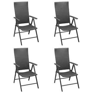 Berkfield Garden Chairs 4 pcs Poly Rattan Black