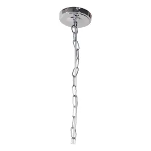 First Choice Lighting Pair of 3 Light Chrome Pendant Chandelier with Grey Fabric Shade