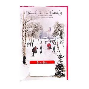 Simon Elvin Merry Christmas And Happy New Year From All Family Greetings Card (Pack of 6) White/Red (One Size)