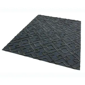 Black Handmade Luxurious Modern Wool Geometric Rug For Bedroom & Living Room-160cm X 230cm