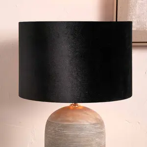 40cm Black Velvet Cylinder Floor Table Lampshade