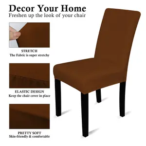 220GSM Universal Dining Velvet Chair Cover, Dark Brown - Pack of 1