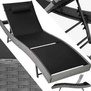 Sun Lounger Delphine - 5-step adjustable backrest, durable and UV-resistant - grey