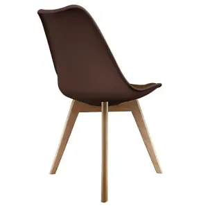 Soho Chocolate Plastic Dining Chair with Squared Light Wood Legs