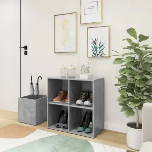 Hall Shoe Cabinet Concrete Grey 105x35.5x70 cm Engineered Wood