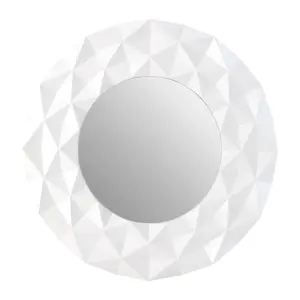 Interiors by Premier White High Gloss 3D Design Wall Mirror, Easy to Clean Bedroom Wall Mirror, High-quality Antique Mirror