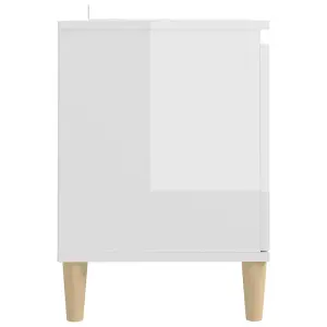 vidaXL TV Cabinet & Solid Wood Legs High Gloss White 103.5x35x50 cm