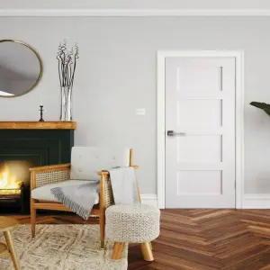 Fortia 4 panel Unglazed Shaker White Internal Pine Door, (H)1981mm (W)838mm (T)35mm