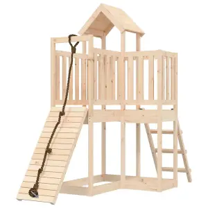 Berkfield Playhouse with Climbing Wall Solid Wood Pine