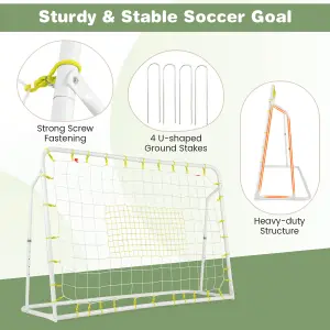 Costway 2-in-1 Kids Football Rebounder & Goal Angle-Adjustable Football Training Net