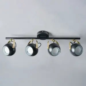 Litecraft Eyeball Black and Brass Adjustable Spotlight Bar