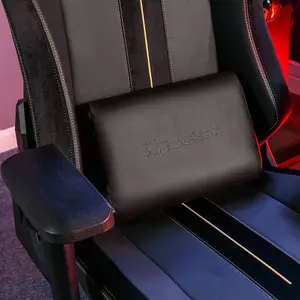 X-Rocker Onyx PC Office Gaming Chair, Ergonomic Computer Desk Chair, Velvet & Faux Leather with Lumbar Support - BLACK / GOLD