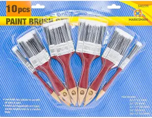 New Pack Of 10 Paint Brush Wooden Handle Decorating Painting Brushes Set