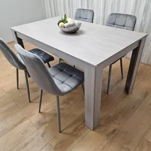 Dining Table and 4 Chairs  Grey 4  Grey Velvet Chairs Wood Dining Set Furniture