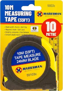 Measuring Tape Measurer 33Ft Grip Safety Lock Builders Carpenter Hand Tool 10M