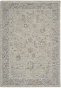 Light Grey Traditional Bordered Persian Floral Rug for Living Room Bedroom and Dining Room-239cm X 315cm