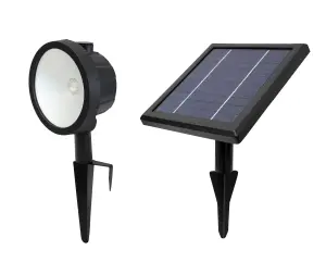 GoodHome poplar Black Solar-powered 140lm Integrated LED Outdoor Spotlight