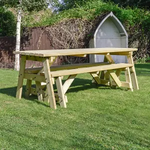 Oakham 6ft Picnic Table and Bench Set - L183 x W91 x H72 cm - Light Green