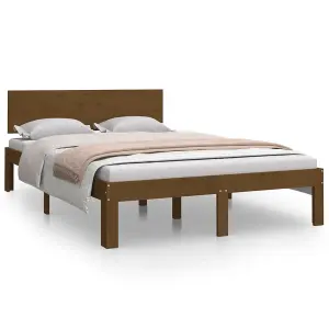 Berkfield Bed Frame Honey Brown Solid Wood 120x190 cm Small Double