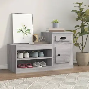 Berkfield Shoe Cabinet Grey Sonoma 100x42x60 cm Engineered Wood